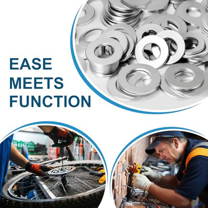100Pcs Flat Washers for Screws, 1/4" Small Washer, Premium 18-8 (304) Stainless Steel Washers for Bolts, Anti-Rust, Heavy Duty Washers Set-Industry-Widely Used