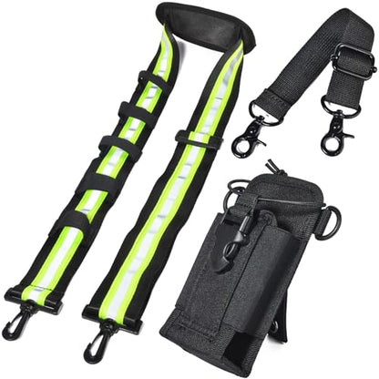 HYS MOLLE Radio Pouch, Universal Walkie Talkie Holster for Duty Belt & Vest | Adjustable Reflective Shoulder Strap W/Padded Non-Slip, Anti-Sway Strap, Hands-Free Tactical Handheld Radio Holder - color: Black
