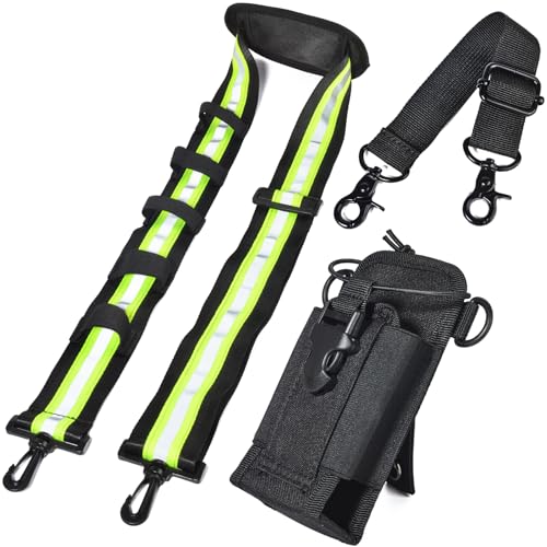 HYS MOLLE Radio Pouch, Universal Walkie Talkie Holster for Duty Belt & Vest | Adjustable Reflective Shoulder Strap W/Padded Non-Slip, Anti-Sway Strap, Hands-Free Tactical Handheld Radio Holder - color: Black