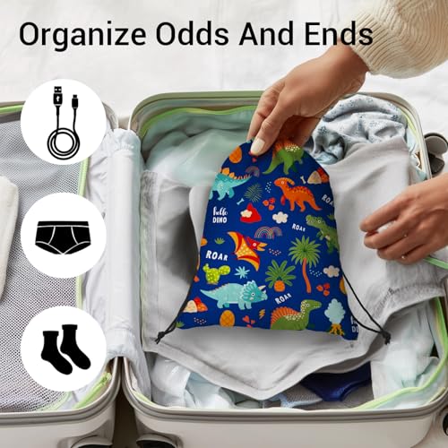 Cartoon Dinosaur Gymnastics Grip Bag Navy Blue Portable Drawstring Storage Pouch Bag Party Favor - color: Cartoon Dinosaur-blue