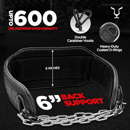 JAG GEARS Dip Belt with Chain 36 Inch Heavy Duty Steel Chain + 2 Carabiners, Dip Belt for Bodybuilding, Strength Training, Weightlifting and Pull-Ups, Weight Belt