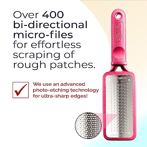 Microplane Colossal Foot File Scraper - The Original Stainless Steel Foot Rasp, Dead Skin/Callus Remover for Feet, Gentle Foot Scrubber, Pedicure Tools for Salon-Quality Foot Care, Pink - style: Pink