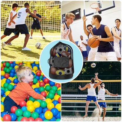 BROTOU 40" x 30" Extra Large Sports Ball Bag, Upgrade Thicken Ball Bags for Coaches, Adjustable Shoulder Strap and Hanging Ears with Handle, Mesh Bag for Basketball, Volleyball, Swimming Gear