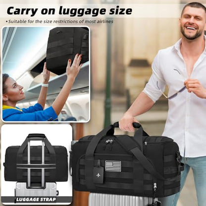 ZOMFELT Gym Bags for Men, 3-in-1 65L Large Sports Duffle Bag for Travel | Sports Basketball Bags with Removable Dividers & Shoe Compartment, Waterproof Weekender Overnight Travel bag, Black - size: Large