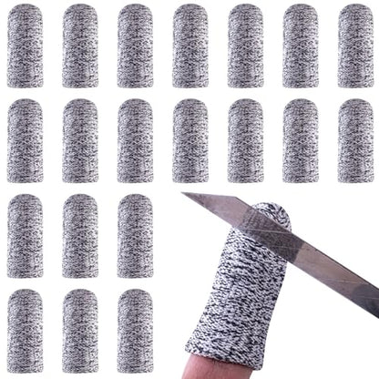 20 Pcs Finger Cots Cut Resistant Protector Reusable Fingertip Gloves Cover Large Finger Nail Sleeves Fabric Thumb Protection Guards Kitchen Hand Sewing Food Cutting Sculpture Carving Work Supplies