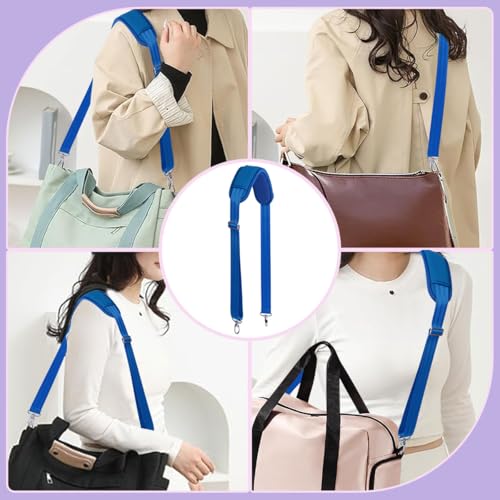 60 Inch Shoulder Strap for Bag with Removable Ultra-Thick Pad | 60" Shoulder Strap with Removable Thick Pad,Adjustable Buckles and Metal Hooks, for Briefcase/Laptop/Messenger/Luggage Bag - color: Blue