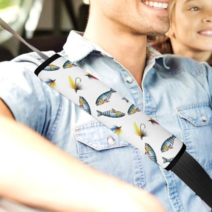 2PCS Watercolor Fishermen Lures Seat Belt Cover Breathable Automotive Seat Belt Protector for Adult Use, Most Cars, Pressure Relief - color: Pattern 1058