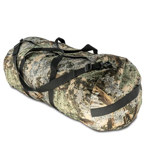 131L Expedition Camo Duffle Bag, Heavy Duty Weatherproof Ripstop Travel Bag | Folds flat for storage. #10 double-slider zipper with splash cover. Wraparound handles rated for heavy loads. - color: Desert Shadow, size: 16" x 40" (131 Liters)