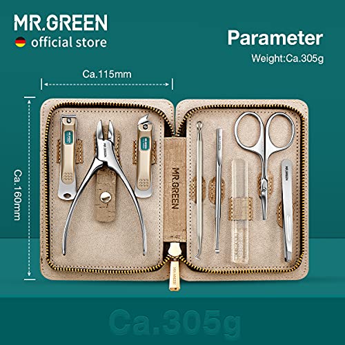 MR.GREEN Manicure Sets Pedicure Kits Stainless Steel Nail Clipper Personal Care Tools with PU Leather Case (Gray) - color: Gray