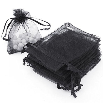 Boshen 100/200PCS Organza Gift Candy Sheer Bags Mesh Jewelry Pouches Drawstring Bulk for Wedding Party Favors Christmas (3" X 4"(100PCS), Black) - color: Black-3" X 4"(100PCS)