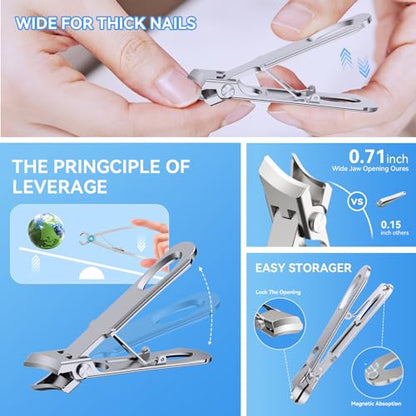 Toenail Clippers for Seniors Thick Toenails, Sharp Toe Nail Clippers Set for Men Women, Heavy Duty Fingernail Clipper Pedicure Tools for Feet, Professional Manicure and Pedicure Kit with Nail Scissors - style: Black 7PCS Nail Clippers Set