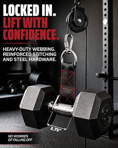 THEFITGUY Dumbbell Loading Straps for Dip Belt & Cable Pulley | Secure attachment of any dumbbell or barbell, ultra-strong 6" & 8" straps included