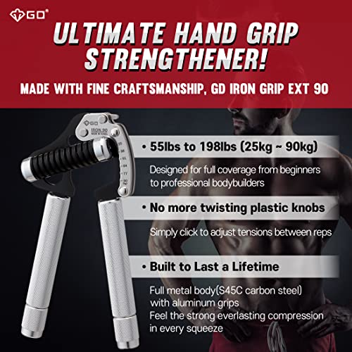GD IRON GRIP Grip Strength Trainer Hand Gripper Forearm Strengthener Metal | Silent durable adjustable hand strengthening device, Hand exerciser squeezers, arm wrestling training equipment, grip trainer