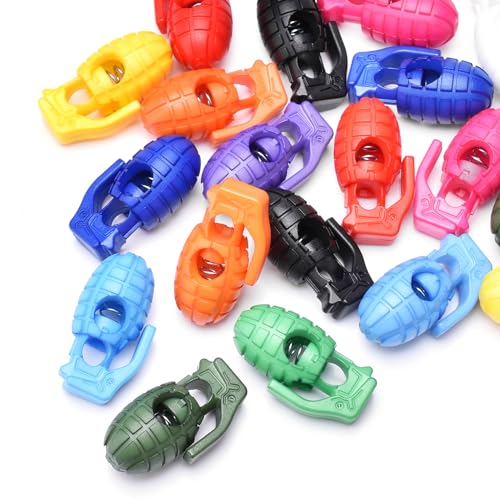 CooBigo Plastic Cord Locks for Paracord Drawstring Clip, Spring Toggle Cord Stopper Sweatpant Hat Gloves Hoodie String Lock - color: C-mixs Color 20pcs