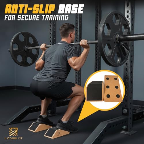 Anti-Slip Squat Wedge Block (2-Pack) – Heel Elevated Squats, 20° & 40° Cork Wedges for Weightlifting, Mobility & Knee Support – Includes Resistance Bands & Carry Bag
