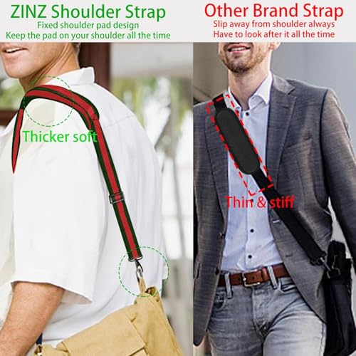 ZINZ Shoulder Strap 58" Ultra-Thick Fixed Padded and Adjustable Buckles Crossbody Strap for Briefcase Laptop Bag Luggage - color: Stripes-grrdgr