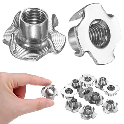 M METERXITY 10-Pack M10x12.7mm T-nut, 4-Pronged Tee Nut Threaded Insert | Stainless Steel, for Wood, Rock Climbing Holds, Furniture, Corrosion Resistant Fasteners - size: M10x12.7mm