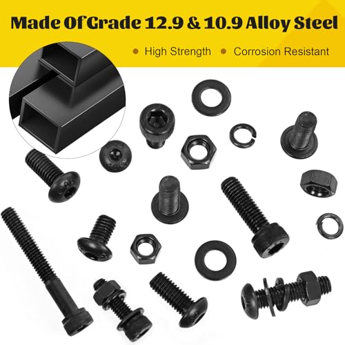2300PCS M3 Screws with Nuts Assortment Kit, M3x4/6/8/12/16/20/25/30/35 mm Hex Socket Button & Cap Head Bolts Nut and Washers Set, 12.9 & 10.9 Grade Black Zinc Plated for DIY, 3D Printer - size: M3 2300pcs