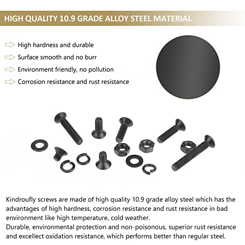 562 Pieces Black M3 x 5/6 /8/10 /12/16 /20mm Countersunk Head Socket Cap Screws Nuts Washers Assortment Kit, 10.9 Grade Alloy Steel - size: M3, style: Countersunk Head
