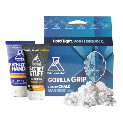 Friction Labs Gorilla Grip Chalk & Recovery Bundle for Climbing & Lifting | Secret Stuff Liquid Chalk, Gorilla Grip 2.5 oz Loose Chalk & Athletic Hands Cream for Grip, Skin Care & Recovery
