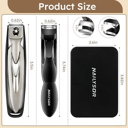 Nail Clippers Set of 2, Large Heavy Duty Fingernail Clippers with Catcher Long Handle, Angled Head Toe Nail Clippers for Thick Nails for Seniors, Sharp Wide Jaw Opening Toenail Clippers for Men Women - style: Modern
