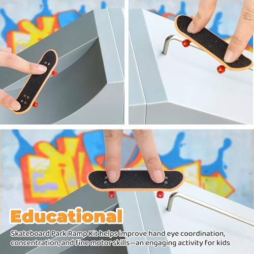 Simhoa Finger Skateboard Ramp, Mini Fingerboard Ramp, Plastic Skateboard Obstacle, Training Props for Finger Skill Development, Desk Skatepark Toy & Gift for Kids Teens Fingerboard Players, Ramp - size: Ramp