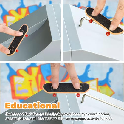 DYNWAVE Mini Finger Skateboard Ramp Gifts Finger Toy Multifunctional Training Props Hand Eye Coordination Accessories Sturdy Portable, Ramp - size: Ramp