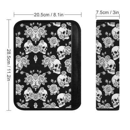 2 Pack Skull Floral Car Seat Straps Shoulder Pads Soft Padded Shoulder Harness Cover for Adult Use, Stroller Pushchair High Chair, Pressure Relief - color: Pattern 1135