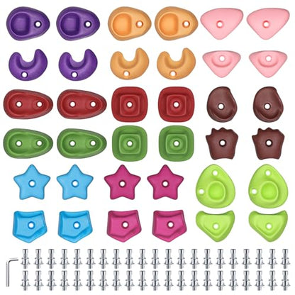 36PCS Rock Climbing Holds for Kids, Rock Wall Climbing Holds with Hardware - Climbing Rocks for Indoor Outdoor Playground Climbing Wall