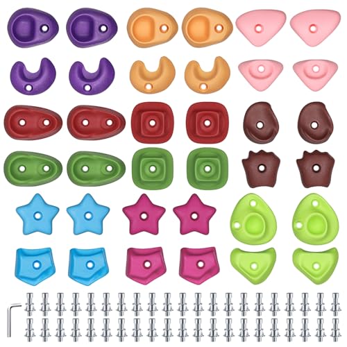 36PCS Rock Climbing Holds for Kids, Rock Wall Climbing Holds with Hardware - Climbing Rocks for Indoor Outdoor Playground Climbing Wall