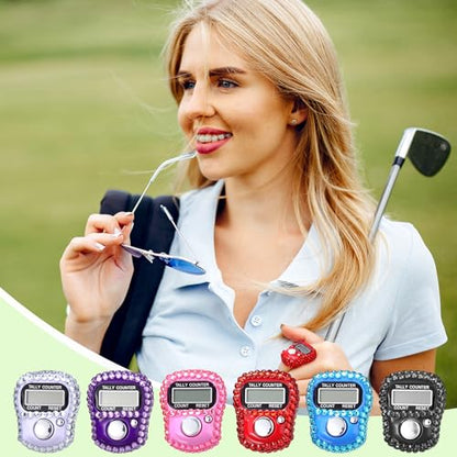 Simgoing Electronic Finger Clicker Counter, Rhinestones Tally Tasbeeh Counter Gifts for Prayer Islamic Golf Counting Goods Lap Knitting Bling Accessories - color: Classic Colors