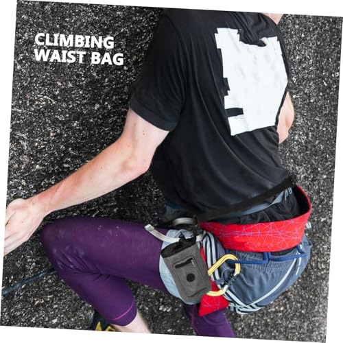 Gray Oxford Cloth Chalk Bag with Zippered Pockets Slip Climbing Chalk Pouch for Rock Climbing Bouldering Weightlifting Gymnastics and Outdoor Hiking Lightweight Waist Pack for
