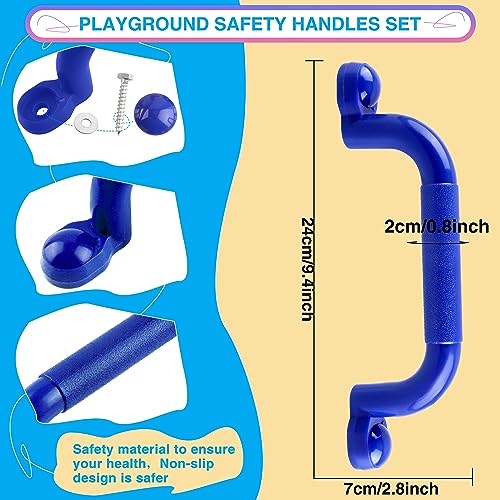 8 Pieces Playground Safety Handles for Kids Playground Handles Swing Set Accessories Safety Hand Grips for Playset Playhouse Treehouse Climbing Frame (Green,Blue,Yellow,Red) - color: Green,blue,yellow,red