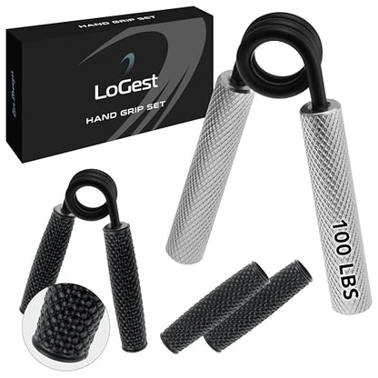 Logest Metal Hand Grip Strengthener 100LB-350LB No Slip Heavy-Duty Grip Strengthener with Gift Box, Great Wrist & Forearm Hand Exerciser, Home Gym, Hand Gripper Grip Strength Trainer - color: Silver - 100LB