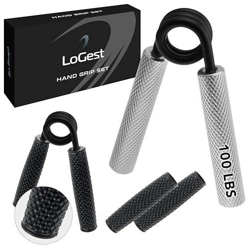 Logest Metal Hand Grip Strengthener 100LB-350LB No Slip Heavy-Duty Grip Strengthener with Gift Box, Great Wrist & Forearm Hand Exerciser, Home Gym, Hand Gripper Grip Strength Trainer - color: Silver - 100LB