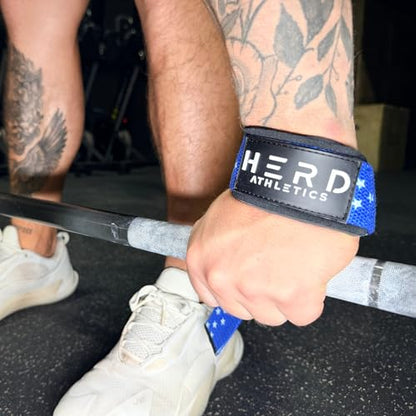 Lifting Wrist Straps – 23" Length x 1.5" Width – Padded Neoprene Cotton Straps for Weightlifting, Powerlifting, Functional Training, Strength Training & Deadlifts – Heavy Duty Grip Support - color: Americana