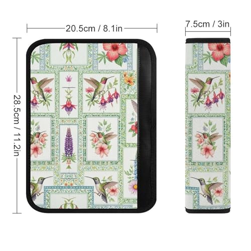 2PCS Hummingbird Spring Flowers Seat Belt Cover Soft Padded Neck Strap Covers for Kids, All Vehicles, Comfortable Driving - color: Pattern 893