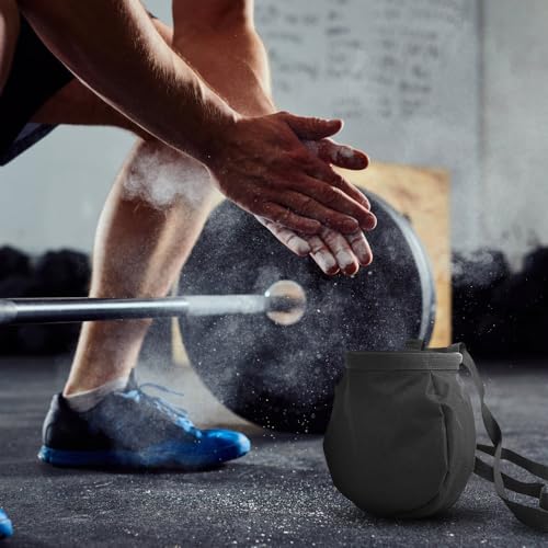 Chalk Bag for Rock Climbing, Drawstring Closure Bouldering Chalk Bucket Rock Climbing Gear with Adjustable Belt for Rock Climbing Gym Weightlifting Bouldering
