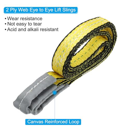 PATIKIL Lift Strap 1" x4', 2-Ply Polyester Tie Down Web Straps 3100lbs Capacity for Lifting Moving Rigging Hoisting, Yellow - size: 1"x4'
