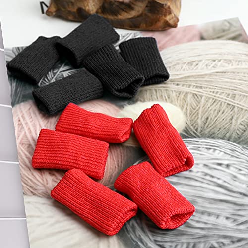 20 PCS Finger Sleeves Protectors, Sport Finger Sleeves Thumb Brace Support Finger Brace Elastic Thumb Sleeves (Black+Red) - color: Black,red