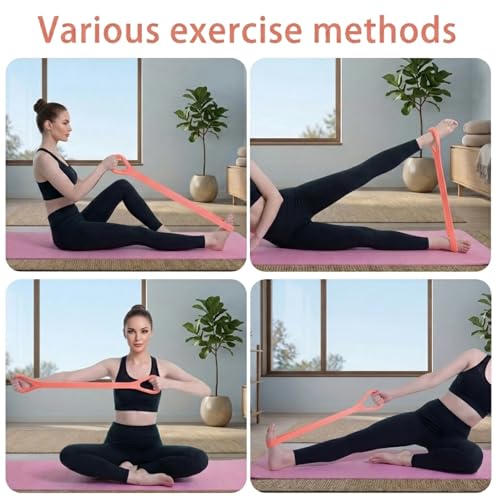 Figure 8 Resistance Band with Handles Elastic Exercise Band for Arm Back & Shoulder Workout Non-Slip 8 Shaped Resistance Band for Home Gym Yoga Pilates Stretching & Physical Therapy 3Pack - color: Pink