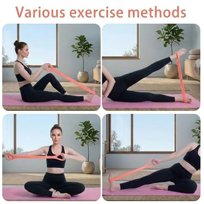 Figure 8 Resistance Band with Handles Elastic Exercise Band for Arm Back & Shoulder Workout Non-Slip 8 Shaped Resistance Band for Home Gym Yoga Pilates Stretching & Physical Therapy 3Pack - color: Pink