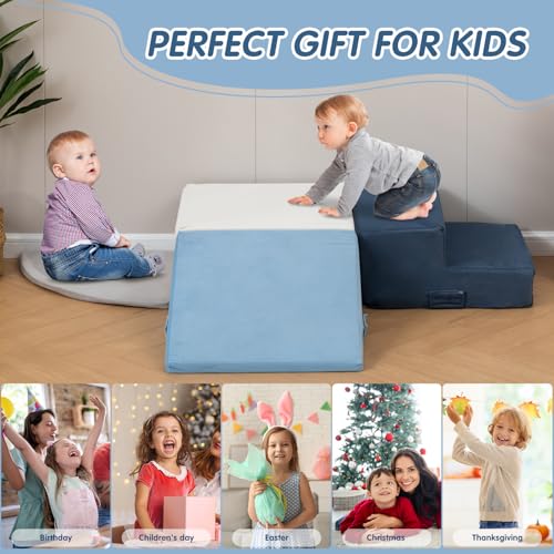 Capakiddo Large 4 Pcs Climbing Toys for Toddlers 1-3 | Odorless & Skin-friendly, Foam Climbing Blocks, Indoor Use, Velcro to Keep Together - color: Modern