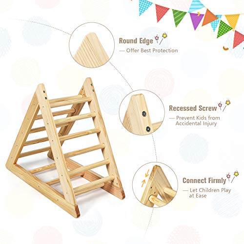 GLACER Wooden Climbing Triangle Ladder, Toddler Triangle Climber with 3 Different Climbing Ladders for Kids 3 Years Old+, Indoor Playful Climbers to Develop Strength, Balance and Motor Skills