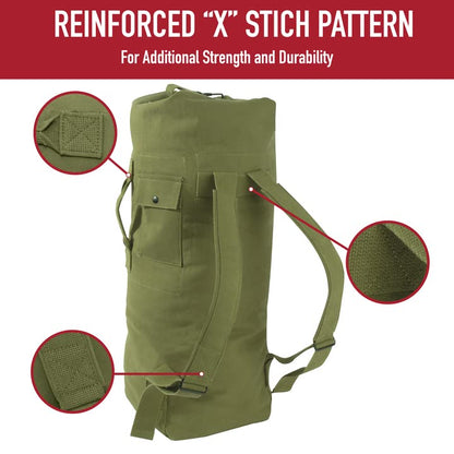 Rothco Canvas Double Strap Duffle Bag: 89.6L Capacity for Durability and Convenience – Olive Drab