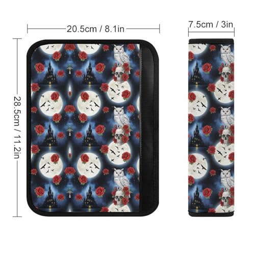 Universal Soft and Comfortable Seat Belt Cover for Adult Use, Stroller Pushchair High Chair, 2 Pack Goth Gothic Owl Owls Shoulder Harness Cover - color: Pattern 1173