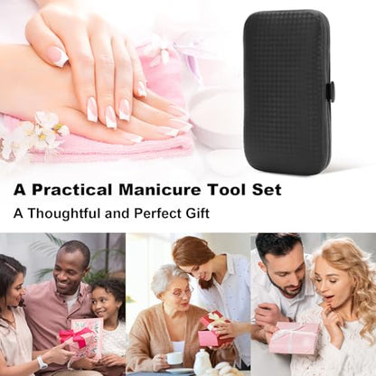 Manicure Set-Stainless Steel Nail Care Set-Professional 7 in 1 Ingrown Toenail Clipper Grooming Tool-Pedicure Kit & Toe Nail Cutter-Thick Nail Scissors Toiletries with Cuticle Trimmer (Black) - color: Black