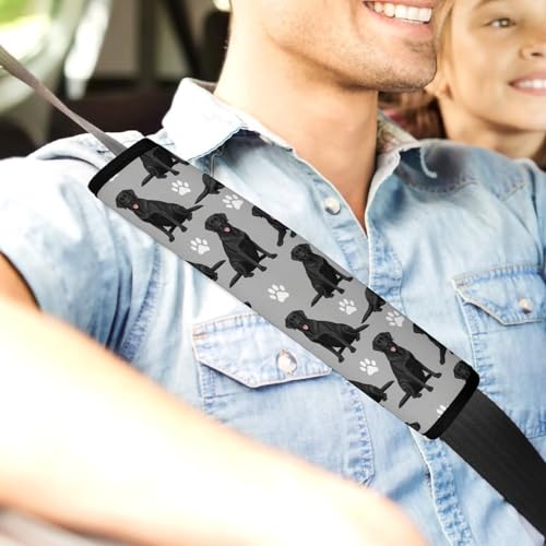 2PCS Black Lab Dog Labrador Retriever Car Seat Straps Shoulder Pads Soft Padded Seat Belt Cushion for Adult Use, Car Seats Pushchair Strollers High Chair Pushchair, Anti-Slip Pad - color: Pattern 1142