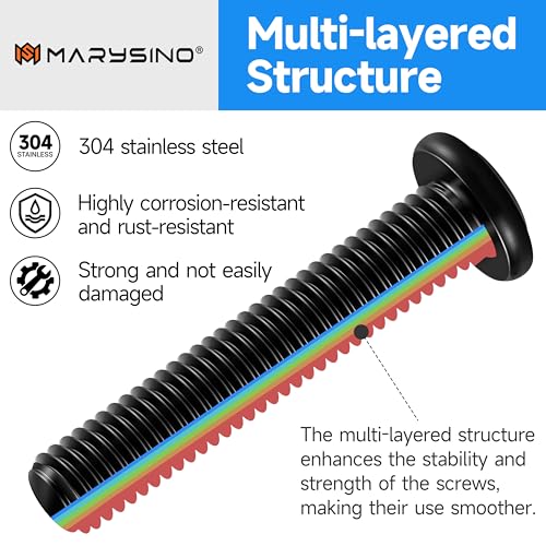 20Pcs M6 x 45mm M6 Screws Flat Head Socket Cap Screw Bolts Furniture Bolts, Allen Socket Drive M6 Bolt, Stainless Steel 304, Black Oxide M6x1.0 Bolt by Marysino - color: Black, size: M6 x 45mm