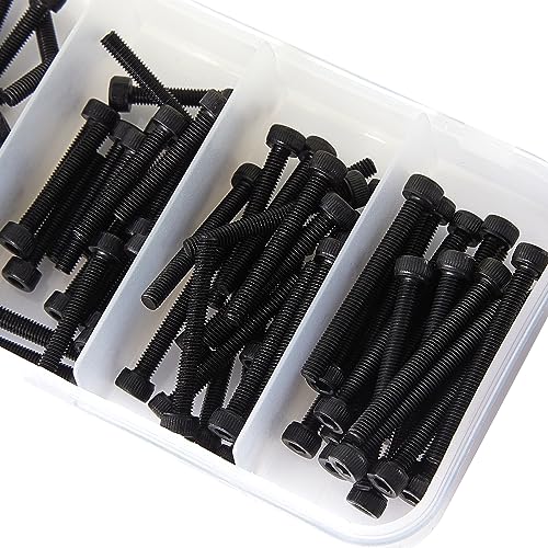 M3 x 12mm 16mm 20mm 25mm 30mm Hex Socket Head Cap Screws Bolts, 12.9 Grade Alloy Steel, Black Oxide Finish, Fully Threaded, Metric Allen Hex Drive, Assortment Kit 100Pcs - size: Hex Socket Head M3x12, 16, 20, 25, 30mm(100pcs)